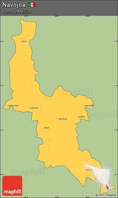 Savanna Style Simple Map of Navojoa, cropped outside