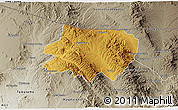 Physical 3D Map of Nogales, semi-desaturated