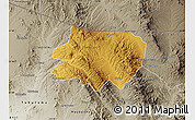 Physical Map of Nogales, semi-desaturated