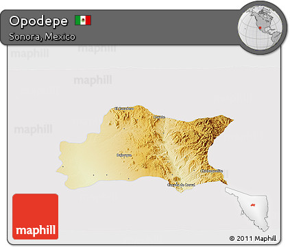 Physical 3D Map of Opodepe, cropped outside
