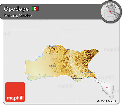 Physical 3D Map of Opodepe, single color outside