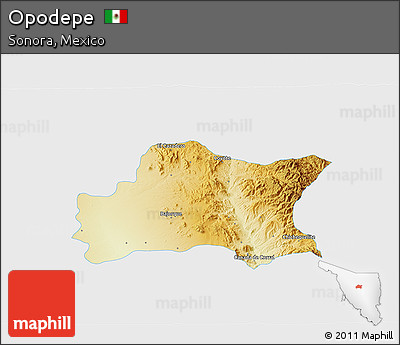 Physical 3D Map of Opodepe, single color outside