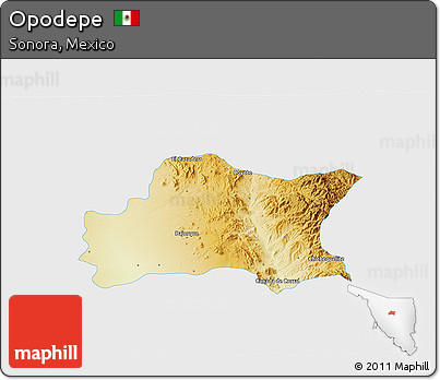 Physical 3D Map of Opodepe, single color outside