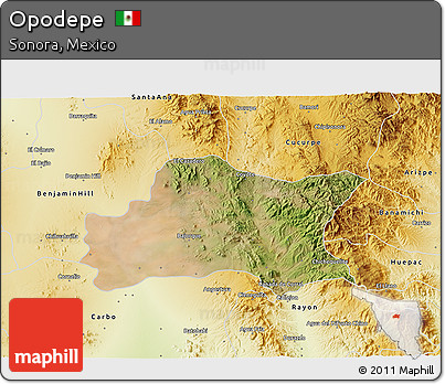 Satellite 3D Map of Opodepe, physical outside