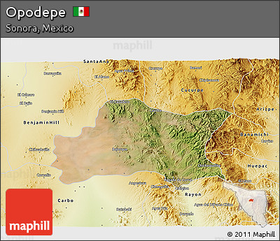 Satellite 3D Map of Opodepe, physical outside