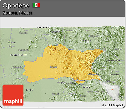 Savanna Style 3D Map of Opodepe