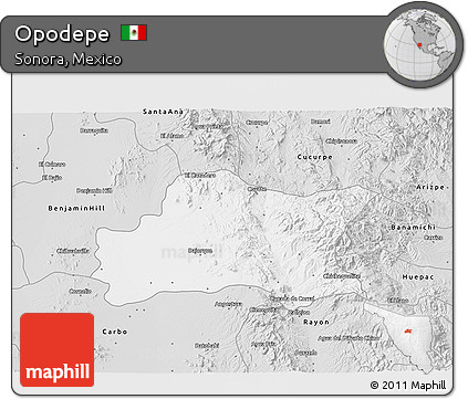 Silver Style 3D Map of Opodepe