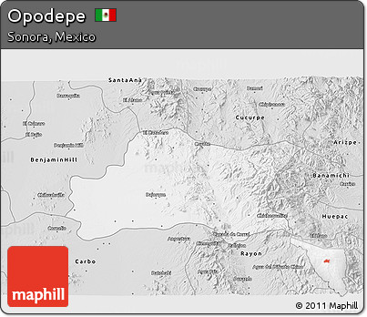 Silver Style 3D Map of Opodepe