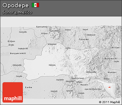 Silver Style 3D Map of Opodepe