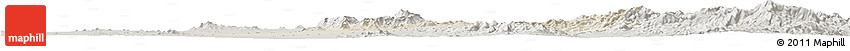 Shaded Relief Horizon Map of Opodepe, semi-desaturated
