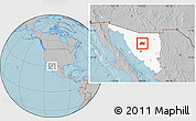 Gray Location Map of Opodepe, highlighted parent region, hill shading