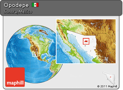 Physical Location Map of Opodepe, highlighted parent region