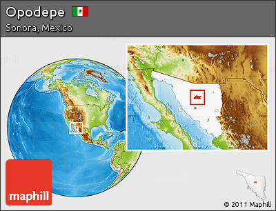 Physical Location Map of Opodepe, highlighted parent region