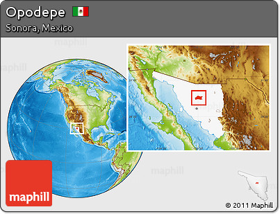 Physical Location Map of Opodepe, highlighted parent region