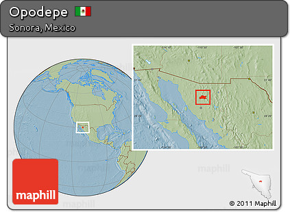 Savanna Style Location Map of Opodepe, hill shading