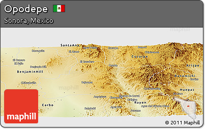 Physical Panoramic Map of Opodepe