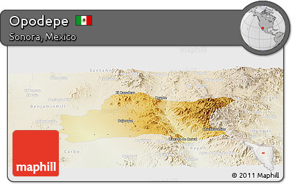 Physical Panoramic Map of Opodepe, lighten