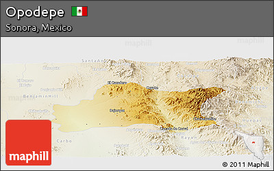 Physical Panoramic Map of Opodepe, lighten