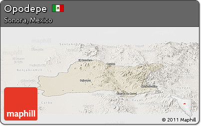 Shaded Relief Panoramic Map of Opodepe, lighten