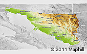 Physical Panoramic Map of Sonora, lighten, desaturated