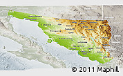 Physical Panoramic Map of Sonora, lighten, semi-desaturated