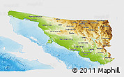 Physical Panoramic Map of Sonora, single color outside