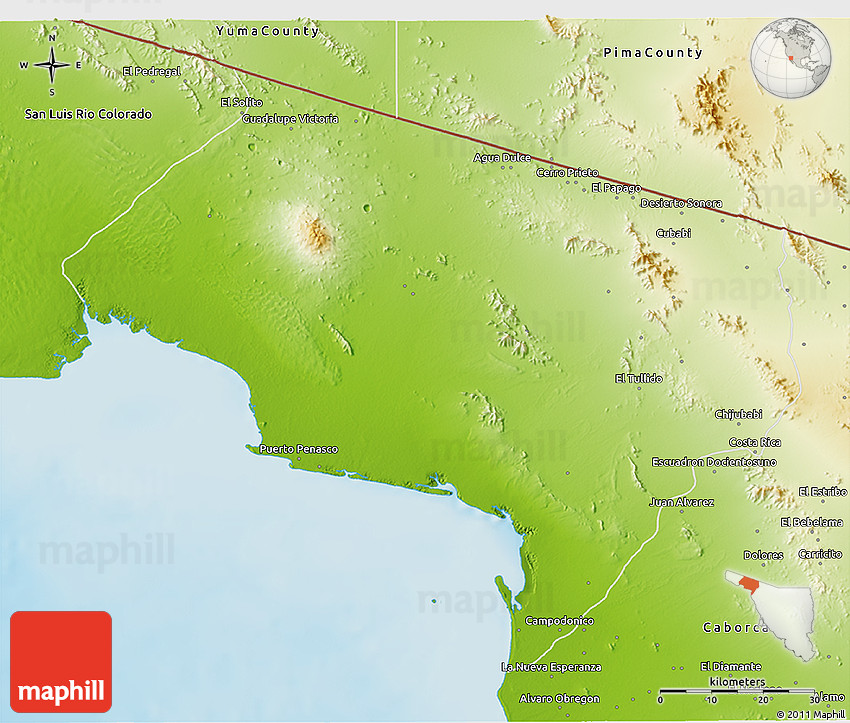 Physical 3D Map of Puerto Penasco