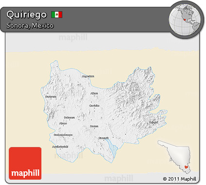 Classic Style 3D Map of Quiriego, single color outside