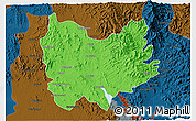Political 3D Map of Quiriego, darken