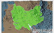 Political 3D Map of Quiriego, darken, semi-desaturated