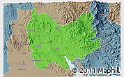 Political 3D Map of Quiriego, semi-desaturated