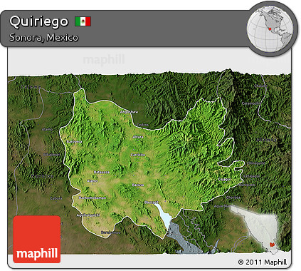 Satellite 3D Map of Quiriego, darken