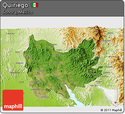 Satellite 3D Map of Quiriego, physical outside