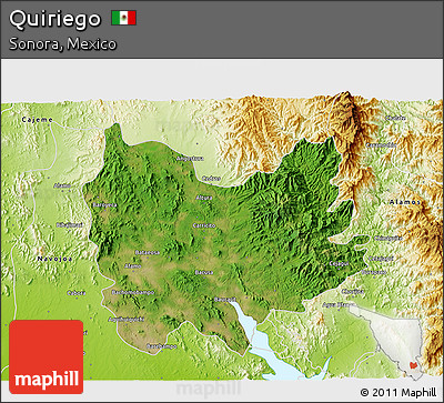 Satellite 3D Map of Quiriego, physical outside