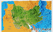 Satellite 3D Map of Quiriego, political outside