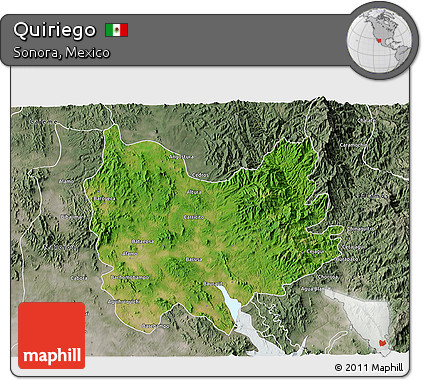 Satellite 3D Map of Quiriego, semi-desaturated
