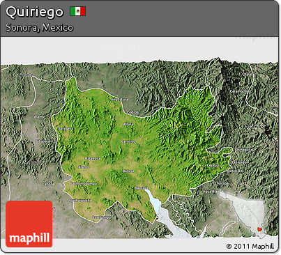 Satellite 3D Map of Quiriego, semi-desaturated