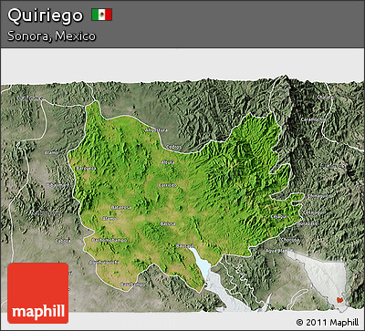 Satellite 3D Map of Quiriego, semi-desaturated