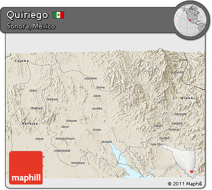 Shaded Relief 3D Map of Quiriego