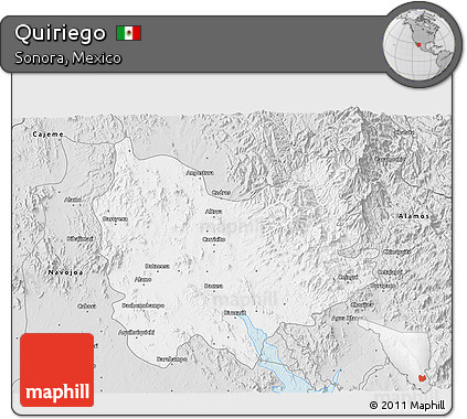Silver Style 3D Map of Quiriego