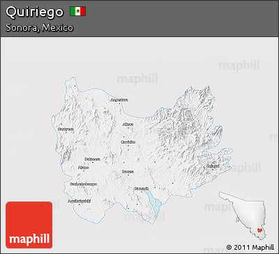 Silver Style 3D Map of Quiriego, single color outside