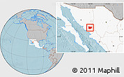 Gray Location Map of Quiriego, highlighted country, hill shading