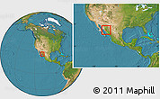Satellite Location Map of Quiriego, within the entire country