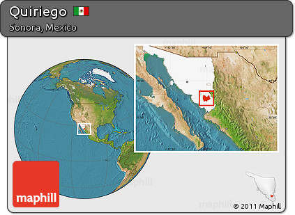 Satellite Location Map of Quiriego, highlighted parent region
