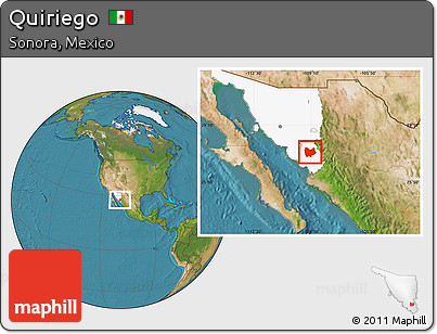 Satellite Location Map of Quiriego, highlighted parent region