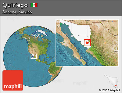 Satellite Location Map of Quiriego, highlighted parent region