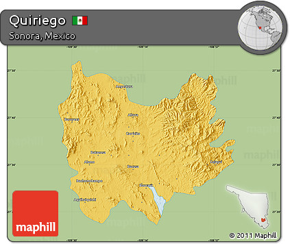 Savanna Style Map of Quiriego, single color outside