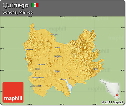 Savanna Style Map of Quiriego, single color outside