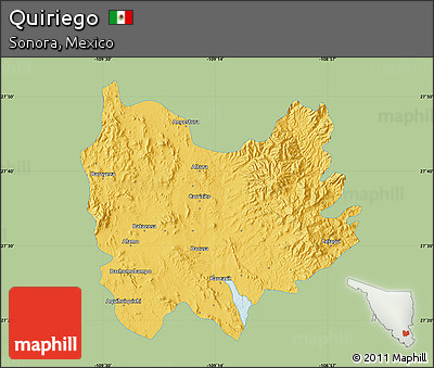 Savanna Style Map of Quiriego, single color outside