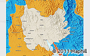 Shaded Relief Map of Quiriego, political outside